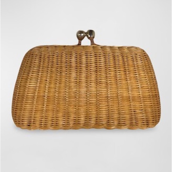 Serpui Marie Tina Stone Wicker Clutch Bag - Picture 2 of 3